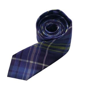 Ben Sherman Tie Men’s 100% Silk Necktie Plaid Purple 58 x 2.5 in